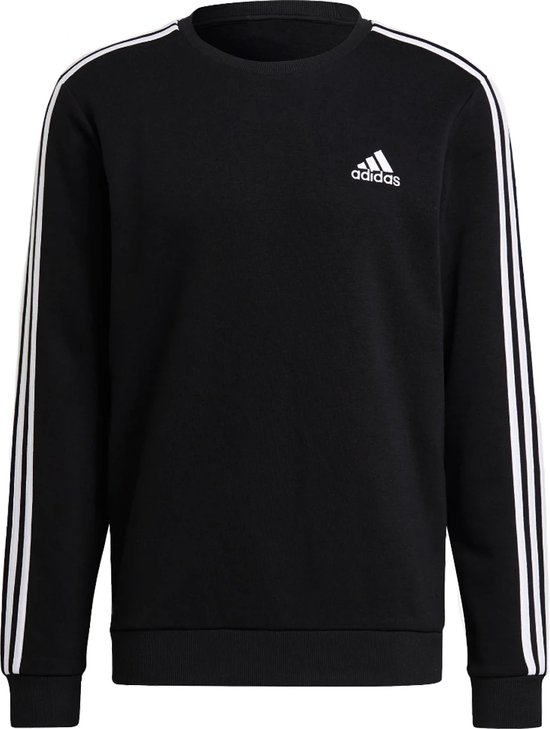 Adidas Essentials 3-Stripes Fleece Sweater Zwart Heren - Maat XL