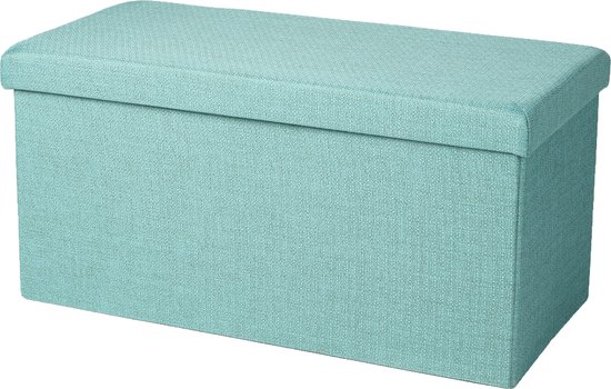 Urban Living Hocker bankje - poef dubbel zits - opbergbox - polyester/mdf - 76 38 38 - opvouwbaar