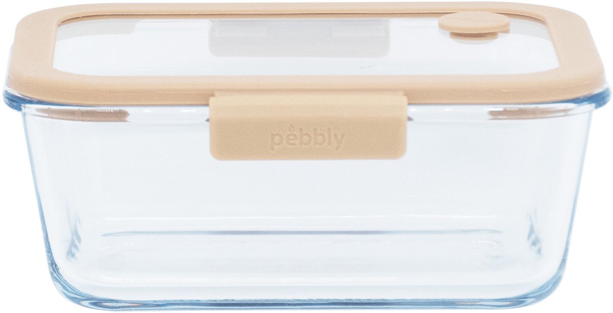 Pebbly - Vershouddoos met Glazen Vacuüm Deksel 1,9 liter - Borosilicaatglas - Transparant