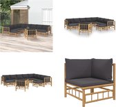 vidaXL 12-delige Loungeset met kussens bamboe donkergrijs - Loungeset - Loungesets - Tuinset - Bamboe Loungeset