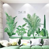 Tropische planten muursticker, groene plant bladeren schildpad blad muursticker wanddecoratie voor woonkamer slaapkamer hal koelkast (groen)