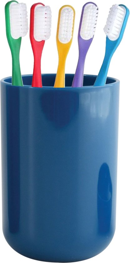 MSV Toiletborstel in houder/beker/zeeppompje badkamer set Moods - metaal/kunststof - donkerblauw