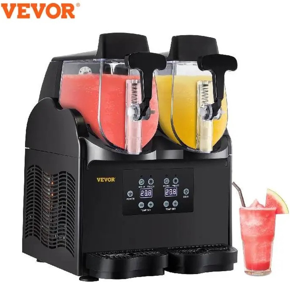 Vevor B.O.S. Slush Puppy Machine Slush Puppy 2 Tanks Dubbele Tank 5L Zwart 5 Liter Ijsmachine Ice Bevroren Drank Dispenser Ice-Cool Sap Smoothie Maker Apparatuur
