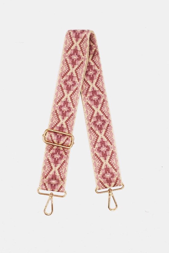 Bag strap- Bagsstrap - Dames Tas - Schouderband - Tassenriem - Verstelbaar - Tassenhengsel - Tassen Band - 120 cm lang - 5 cm breed - Canvas - Roestvrijstaal - Pink/Beige