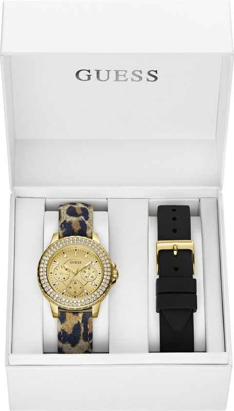 Guess Watches Box Set GW0660L2 Goud Tijgerprint en Zwarte band