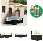 vidaXL 5 delige Loungeset met kussens poly rattan zwart Tuinset Inclusief Onderhoudsset