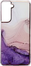 Casemania Coque pour Samsung Galaxy S24 Violet - Coque arrière en Siliconen marbré