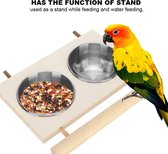Vogelvoeder Bestekkooi Opknoping Papegaai Voeder Waterbak Gemakkelijk Schoon Te Maken Roestvrijstalen Pet Food Box Met Drager