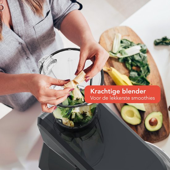 Robot Culinaire KitchenBrothers - Set Complet - 15 Accessoires de vêtements pour bébé - Robot Culinaire - 6L - 1500W - Anthracite