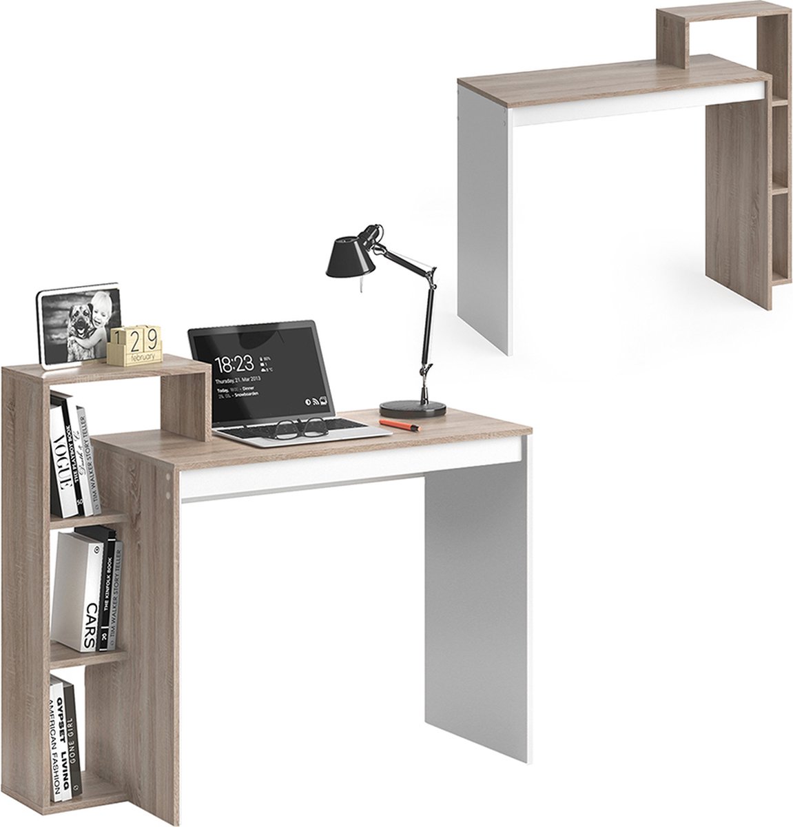 Vicco - Bureau - Leo Compact Met Verfijnd Sonoma Decor - 100 X 40 Cm