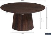 Salontafel 'Miguel' 80 cm Rond Donkerbruin, Structuur en blad massief hout Mangolia