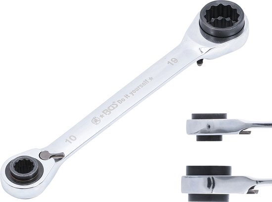 BGS Clé polygonale à cliquet 4 en 1 10 x 13 - 17 x 19 mm
