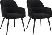 Set van 2 stoelen HEKA - Met armleuningen - Stof en metaal - Zwart L 59.5 cm x H 78 cm x D 61 cm