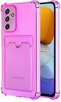 Schokbestendig TPU Hoes Kaarthouder Geschikt voor: Samsung Galaxy A32 5G - Roze - Hoesje met Achterkant Pasjeshouder