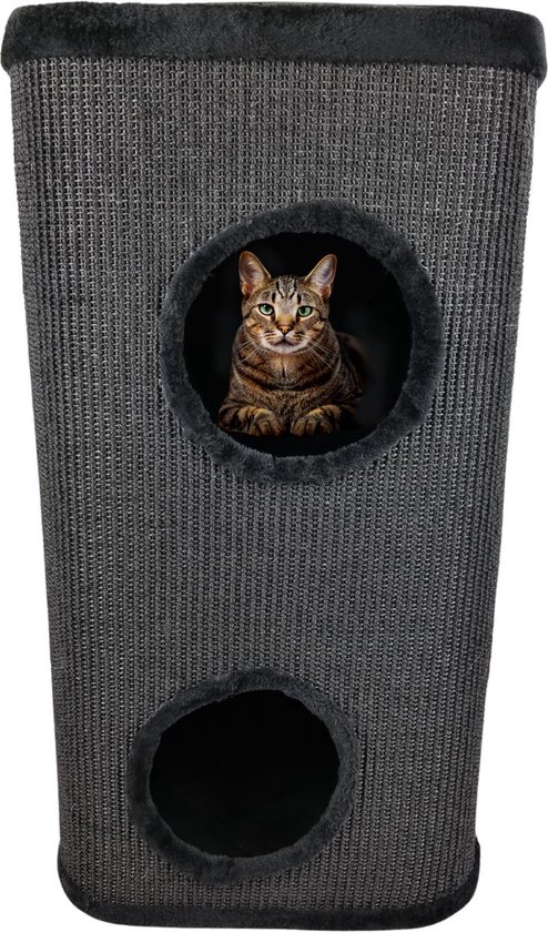 Krabton - Cattower - krabpaal - Krabton voor katten - zwart - 40 x 40 x 76 cm