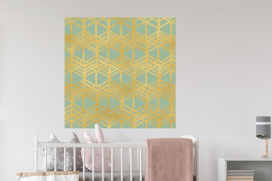 Stickers muraux - Motifs - Luxe - Or - Vert - 100x100 cm - Film Adhésif XXL