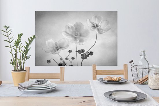 Stickers Stickers muraux - Nature morte - Zwart - Wit - Fleurs - 90x60 cm - Feuille adhésive