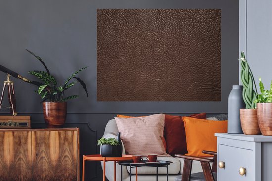 Stickers muraux - Film autocollant - Cuir - Marron - Structure - Design - Aspect cuir - 120x90 cm - Film adhésif - Stickers muraux chambre d'enfant - Papier peint autocollant - Papier peint autocollant - Film autocollant