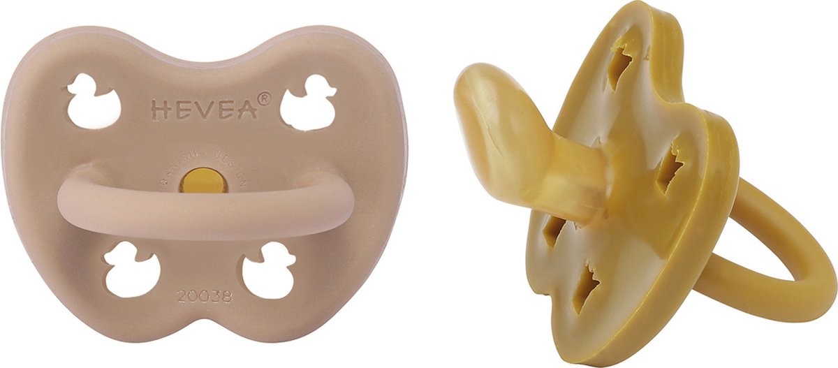 Goedkoopste HEVEA - Fopspeen - 2-Pack -Orthondontisch - Golden Honey & Tan Beige -3-36 mnd