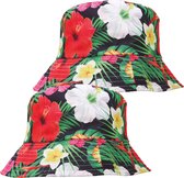 Toppers in concert - Guirca Verkleed hoedje voor Tropical Hawaii party - 2x - Summer/jungle print - volwassenen -Carnaval