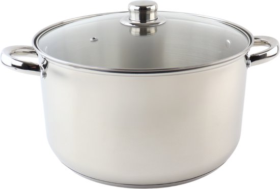 OTIX Marmite à Soupe - Induction - 10 Litres - Avec Couvercle en Verres - Faitout - Inox - 26x18,3 cm