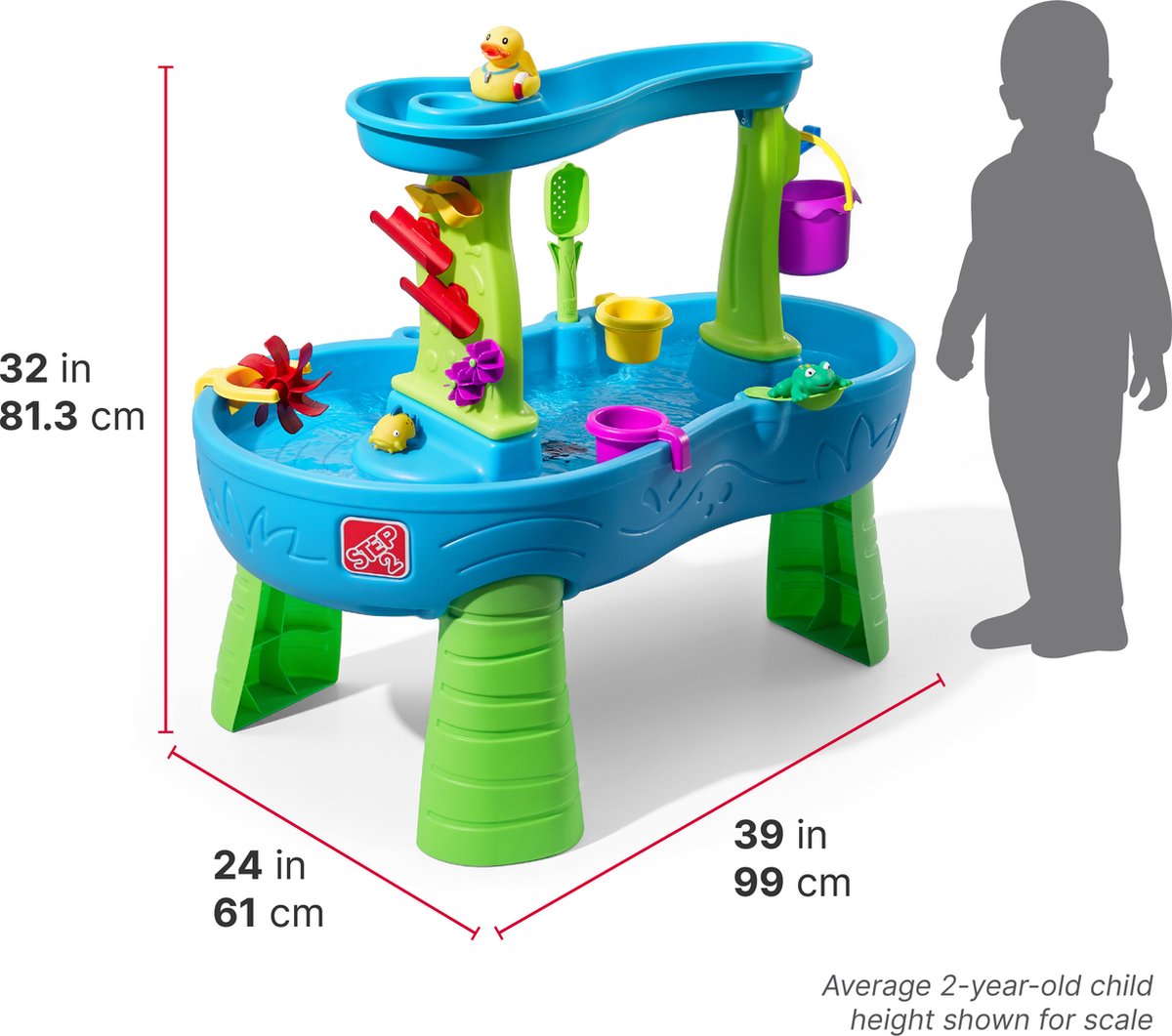 Step2 Rain Showers Splash Pond Watertafel - Met 13-delig accessoireset - Waterspeelgoed voor kind - Activiteitentafel met water voor de tuin / buiten — afbeelding 3
