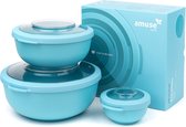 Amuse Lunchbox - Set van 3 - Tritan Deksel - Stapelbaar - Vaatwasser- en Magnetronbestendig - Grijs - 200 + 1000 + 2000 ml