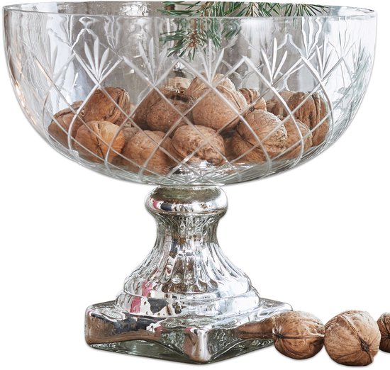 Loberon® Coppia di alberelli Decorativi Avebury, Vetro, Argento Antico