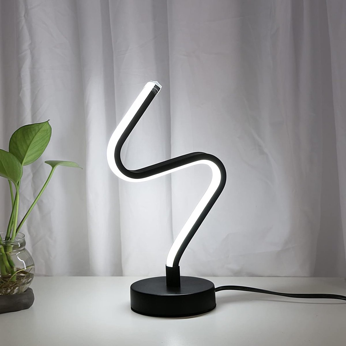 Goeco Tafellamp - 25cm - Klein - 12W - LED - Spiraal Acryl Bureaulamp - Met 1.5 m Kabel - 6500K - Koelwit Licht