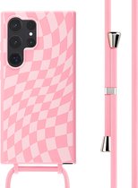 iMoshion Hoesje Geschikt voor Samsung Galaxy S24 Ultra Hoesje Met Koord - iMoshion Siliconen design hoesje met koord - Roze / Retro Pink