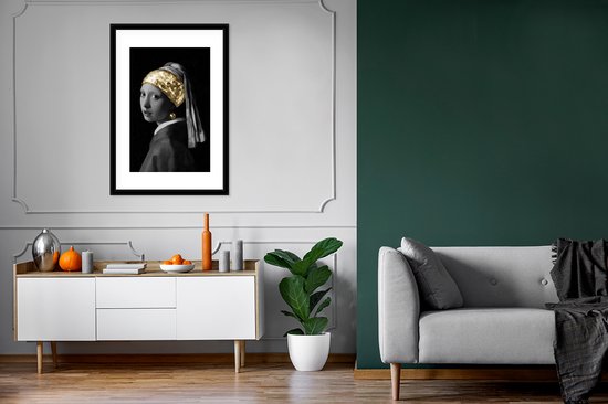 Fotolijst incl. Poster - Meisje met de parel - Johannes Vermeer - Goud - 60x90 cm - Posterlijst