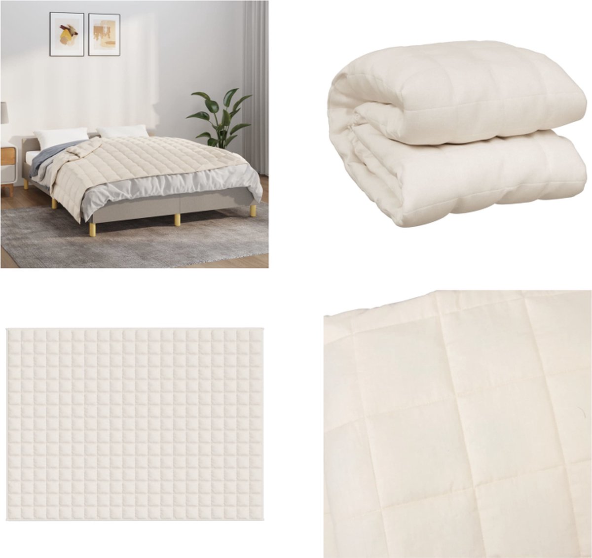 vidaXL - Verzwaringsdeken - 150x200 - cm - 11 - kg - stof - lichtcrèmekleurig