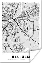 Poster Carte - Allemagne - Neu-Ulm - Carte - Plan de la ville - 60x90 cm