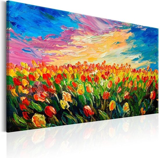 Schilderij - Zee van Tulpen |