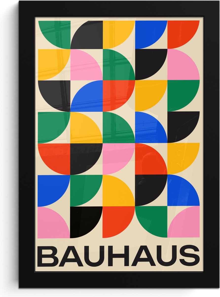 FrameYourWall Poster in lijst - Fotolijst 20x30 cm - Posters - Bauhaus - Abstract - Vintage - Kleurrijk - Kunst - Posterlijst zwart - Decoratie - Wanddecoratie woonkamer - Muurdecoratie slaapkamer