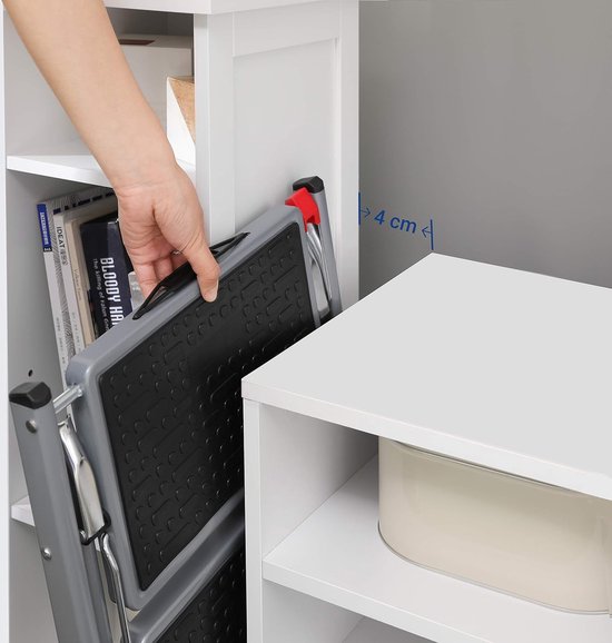 KINGRACK Trapladder 2 Treden, Draagbare opstapkruk inklapbaar met handgreep, groot platform, Slanke Huishoudtrap van Staal, Vouwladder Vouwtrap Opstapje Opvouwbaar Kruk voor Thuis Keuken, Zwart