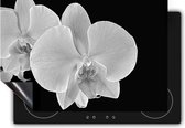 Chefcare Inductie Beschermer Licht Paarse Orchidee - Bloem - Zwart Wit - 80x50 cm - Afdekplaat Inductie - Kookplaat Beschermer - Inductie Mat
