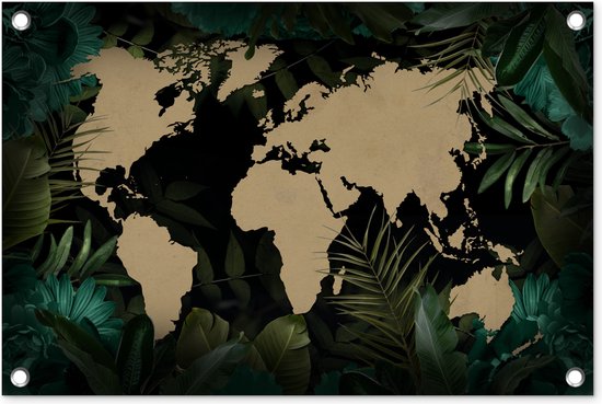 Wereldkaart - Zwart - Planten