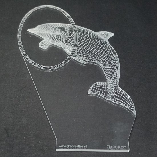 Nachtlamp 'Dolfijn in ring' - LED lamp - 3D Illusion - 7 kleuren en 4 effecten — afbeelding 5
