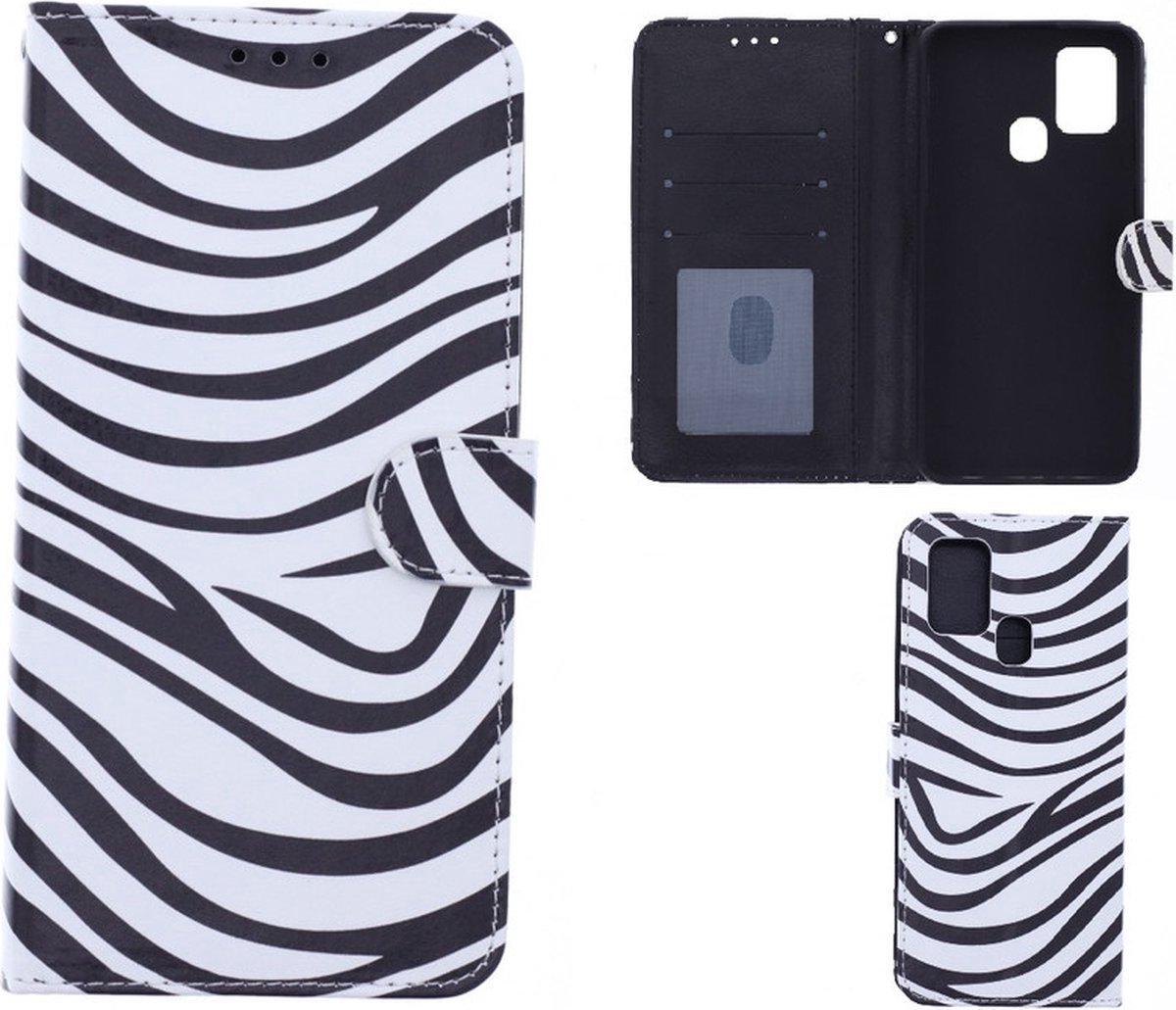 Portemonnee Book Case Hoesje Geschikt voor: Oppo A15 / A15s - Zebra Print