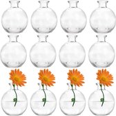 Set van 12 kleine glazen bollen, unieke mini-bloemenvaas, lage zittende bloemenvaas, heldere bloem centerpieces voor woondecoratie, bruiloften, bloemstukken, evenementen, feesten