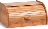 Bamboe houten luxe broodtrommel met klep/deksel 40 cm - Zeller - Keukenbenodigdheden - Broodtrommels/brooddozen/vershoudtrommels - Brood/kadetjes bewaren en vers houden