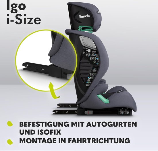 Lionelo Igo - i-Size Autostoeltje - ISOFIX - 100-150cm - Groep 2-3 - 15-36 kg - Memory Foam van LIONELO — afbeelding 3