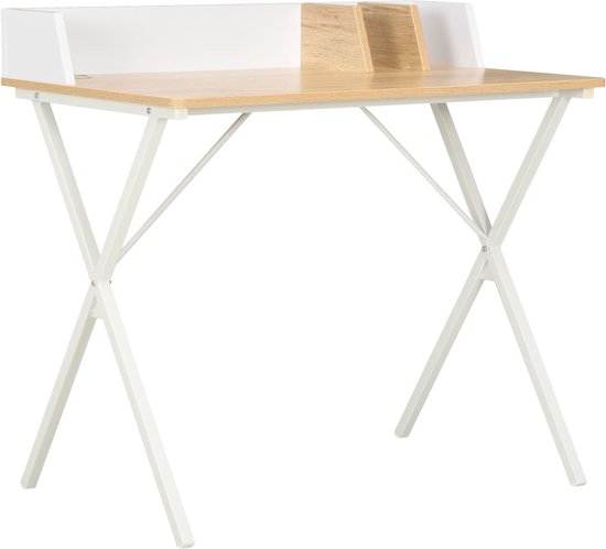 vidaXL - Bureau - 80x50x84 - cm - wit - en - natuurlijk