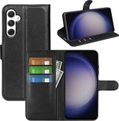 Samsung Galaxy S24 Hoesje - MobyDefend Kunstleren Wallet Book Case (Sluiting Voorkant) - Zwart - GSM Hoesje - Telefoonhoesje Geschikt Voor Samsung Galaxy S24