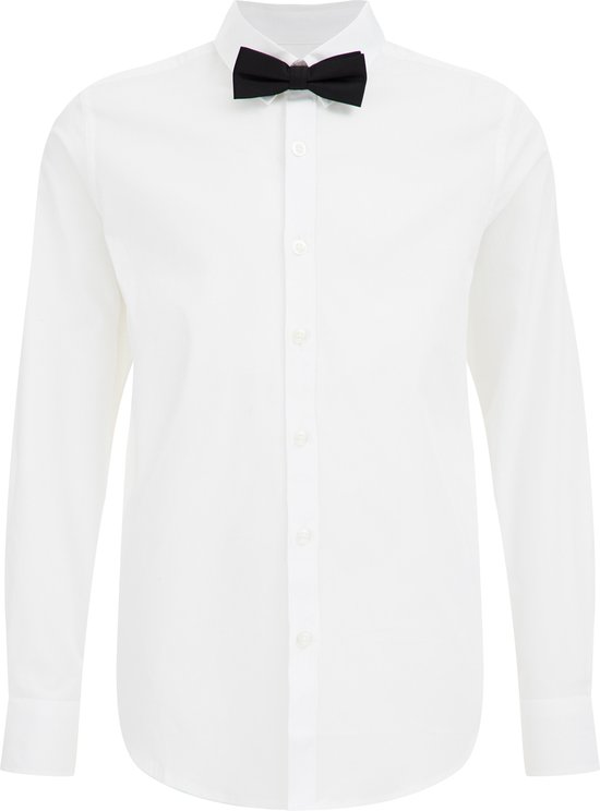 WE Fashion overhemd met strik - wit/donkerblauw
