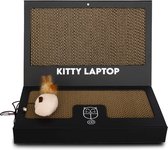 Kitty Laptop - Cat Laptop Toy for Scratching - Scratchboard 'Screen' & 'Keyboard' - Interactive Plush 'Mouse' with Catnip - 50 Cute Decorative Stickers