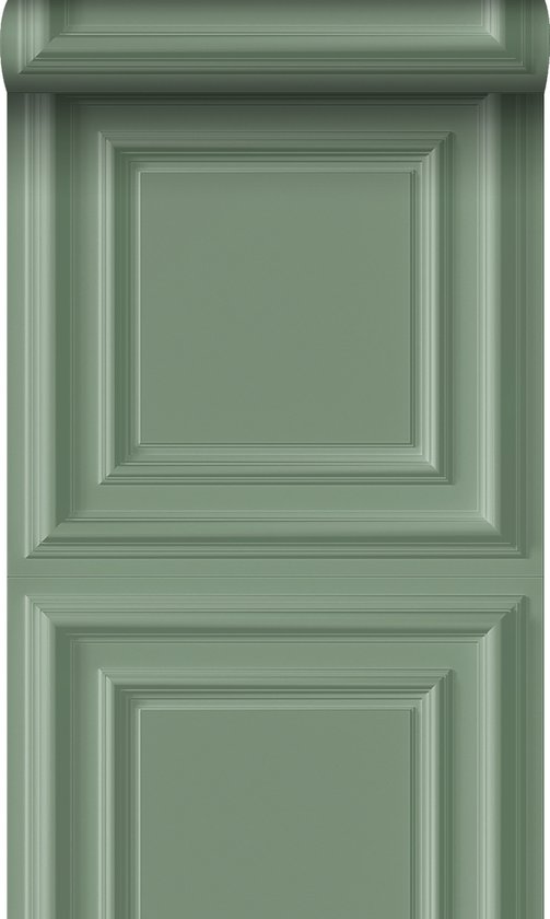 Origin Wallcoverings eco-texture vliesbehang wandpanelen vergrijsd groen - 347830 - 53 cm x 10,05 m