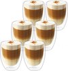 6 stuks dubbelwandige glazen - geschikt voor verschillende soorten koffie - Latte macchiato, cappuccino, espresso - set van 6 (350 ml)