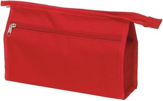Voordelige toilettas/make-up tas rood 28 cm voor heren/dames - Reis toilettassen/etui - Handbagage